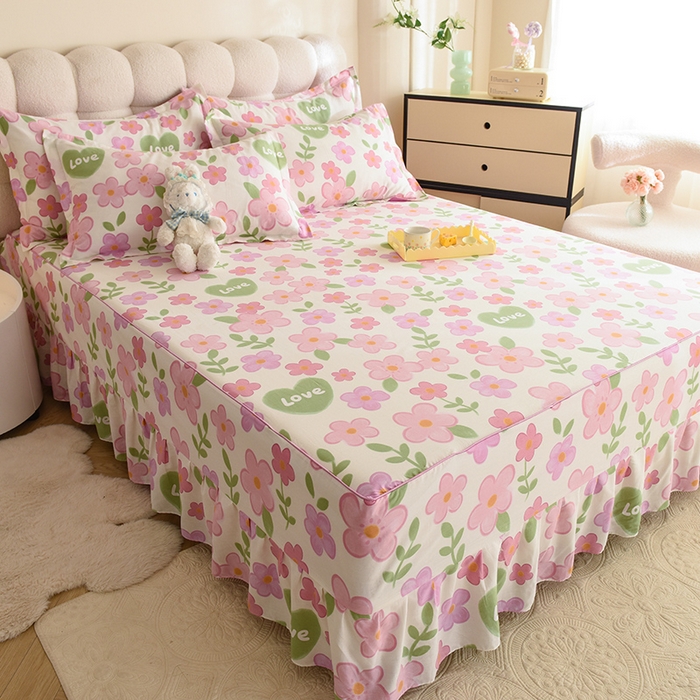 91家纺网 家纺一手货源 找家纺 八十八家纺 2025新款全棉12868系列四件套单品床裙 花夏未央