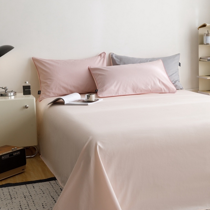 91家纺网 家纺一手货源 找家纺 卡姿家纺 2024春夏纯色双拼嵌绳款单床单—莫琳 莫琳 床单冰粉