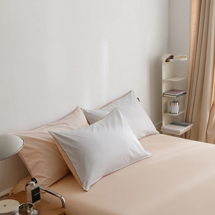 91家纺网 家纺一手货源 找家纺 卡姿家纺 2024春夏纯色双拼嵌绳款单床单—莫琳 莫琳 床单米杏