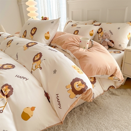 91家纺网 家纺一手货源 找家纺 （总） 雯豆家纺 2024新款全棉纯棉单件被套小清新印花被罩三件套