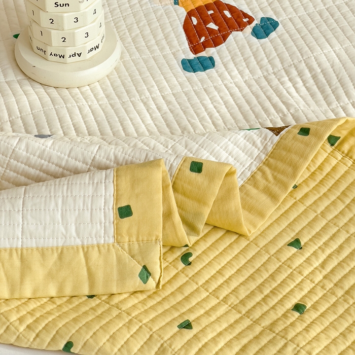 91家纺网 家纺一手货源 找家纺 沐纯家居 2024新款40S13372双面纯棉床盖三件套 快乐童年