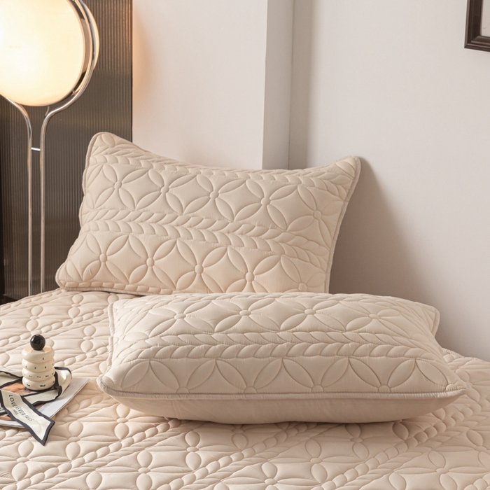 91家纺网 家纺一手货源 找家纺 鑫钰 2024新款A类防水大豆夹棉床笠-麦穗 花穗-香槟驼