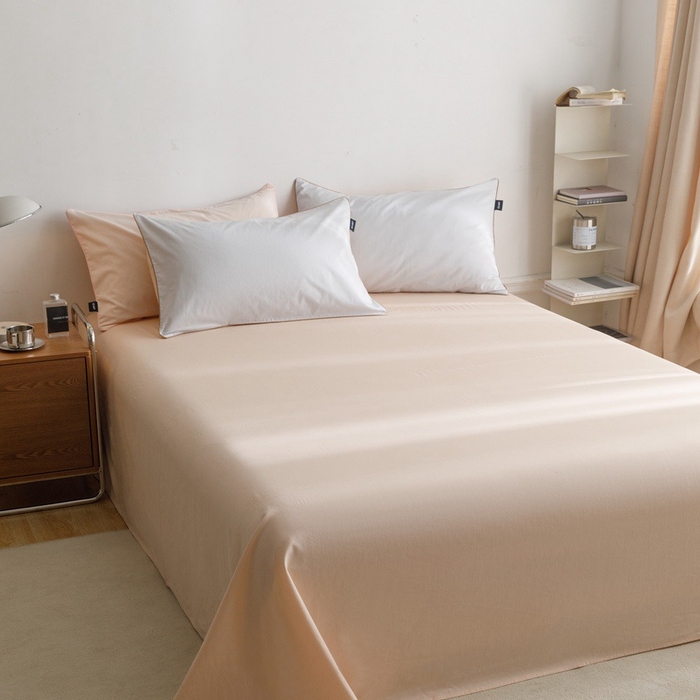 91家纺网 家纺一手货源 找家纺 卡姿家纺 2024春夏纯色双拼嵌绳款单床单—莫琳 莫琳 床单米杏