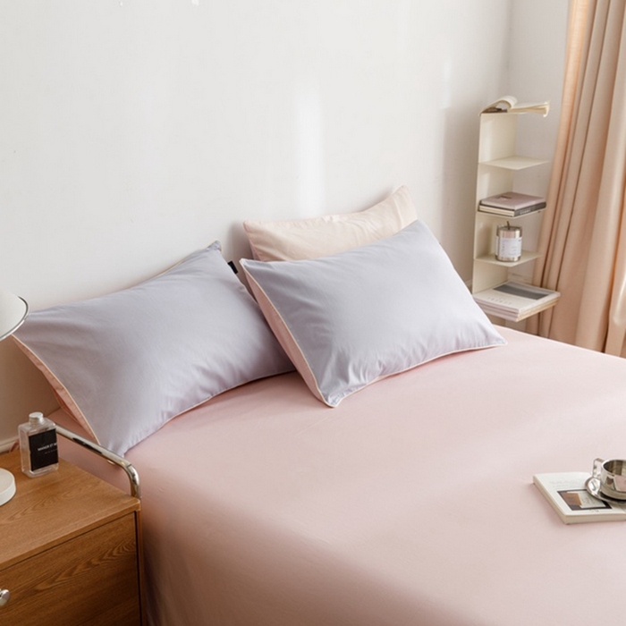 91家纺网 家纺一手货源 找家纺 卡姿家纺 2024春夏纯色双拼嵌绳款单枕套—莫琳 莫琳 枕套紫粉