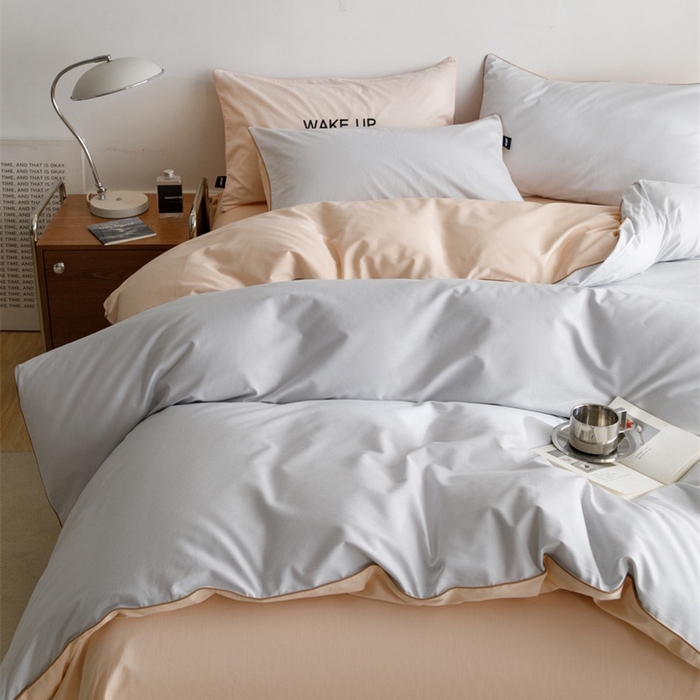 91家纺网 家纺一手货源 找家纺 卡姿家纺 2024春夏纯色双拼嵌绳款四件套—莫琳 莫琳灰杏