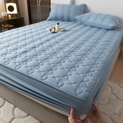 91家纺网 家纺一手货源 找家纺 （总）鑫钰 2024新款原棉大豆夹棉床笠-幸运花