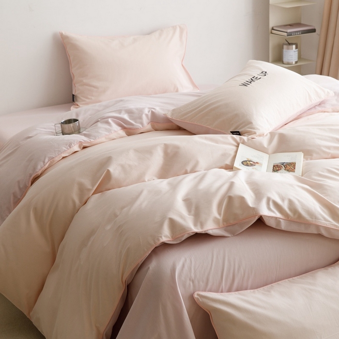 91家纺网 家纺一手货源 找家纺 卡姿家纺 2024春夏纯色双拼嵌绳款单被套—莫琳 莫琳 被套粉紫