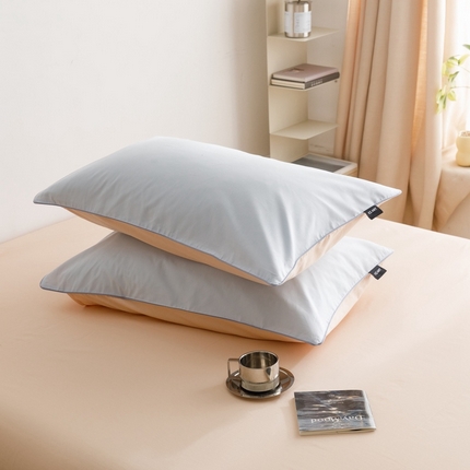 卡姿家纺 2024春夏纯色双拼嵌绳款单枕套—莫琳 莫琳 枕套蓝杏