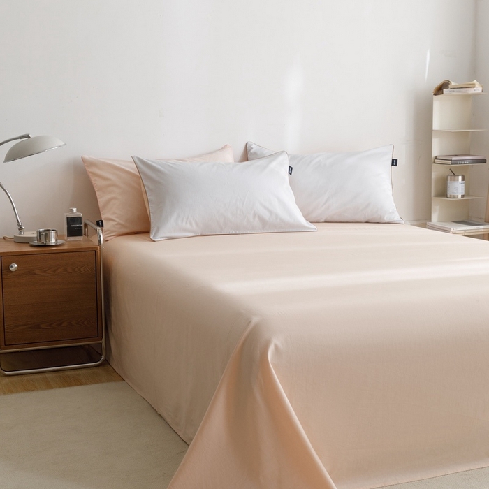 91家纺网 家纺一手货源 找家纺 卡姿家纺 2024春夏纯色双拼嵌绳款单床单—莫琳 莫琳 床单米杏