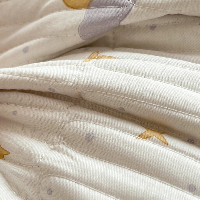 91家纺网 家纺一手货源 找家纺 沐纯家居 2024新款40S13372双面纯棉床盖三件套 月亮兔