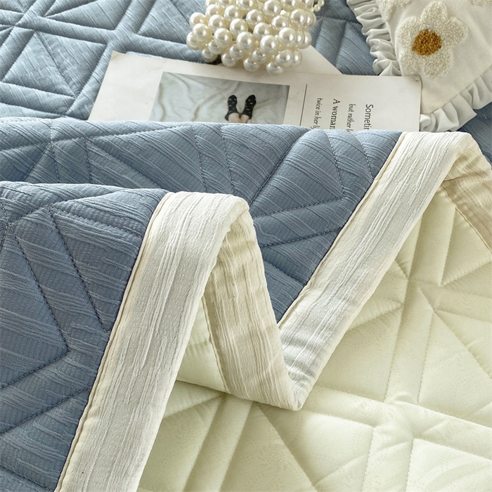 91家纺网 家纺一手货源 找家纺 鑫钰 2024新款A类水洗棉大豆夹棉床护垫 芊语-宾利蓝