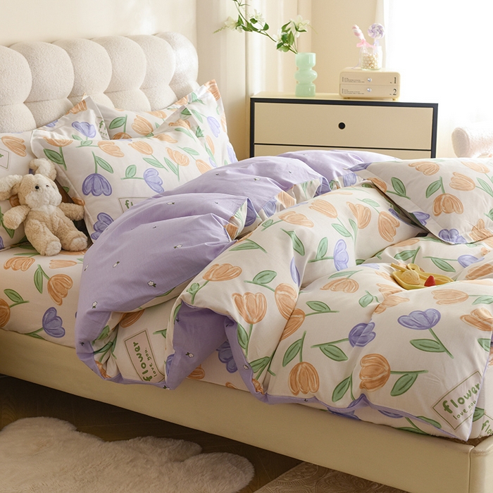 91家纺网 家纺一手货源 找家纺 八十八家纺 2025新款全棉12868床笠款四件套 雅晴