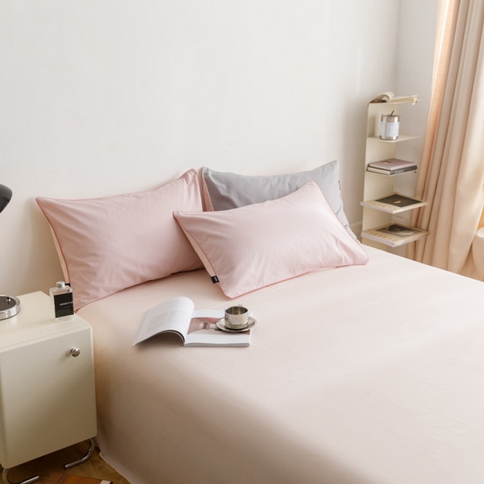 91家纺网 家纺一手货源 找家纺 卡姿家纺 2024春夏纯色双拼嵌绳款单床单—莫琳 莫琳 床单冰粉