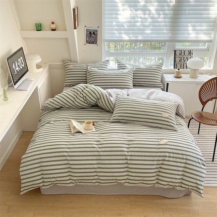 蓝米卡夫 2024新品-全棉色织水洗棉七彩系列 七彩-青绿