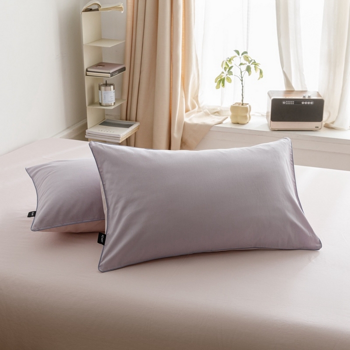 91家纺网 家纺一手货源 找家纺 卡姿家纺 2024春夏纯色双拼嵌绳款单枕套—莫琳 莫琳 枕套紫微