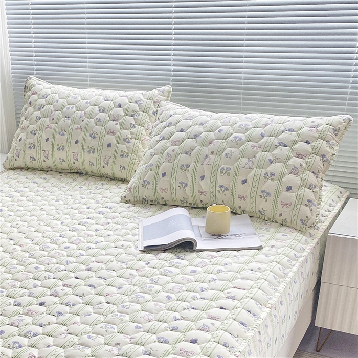 91家纺网 家纺一手货源 找家纺  九亭家纺 2024新款全棉夹棉防口水防头油枕套 防水-蝴蝶结