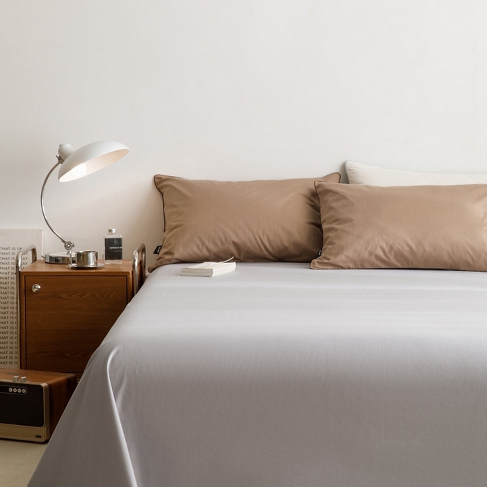 91家纺网 家纺一手货源 找家纺 卡姿家纺 2024春夏纯色双拼嵌绳款单床单—莫琳 莫琳 床单石灰