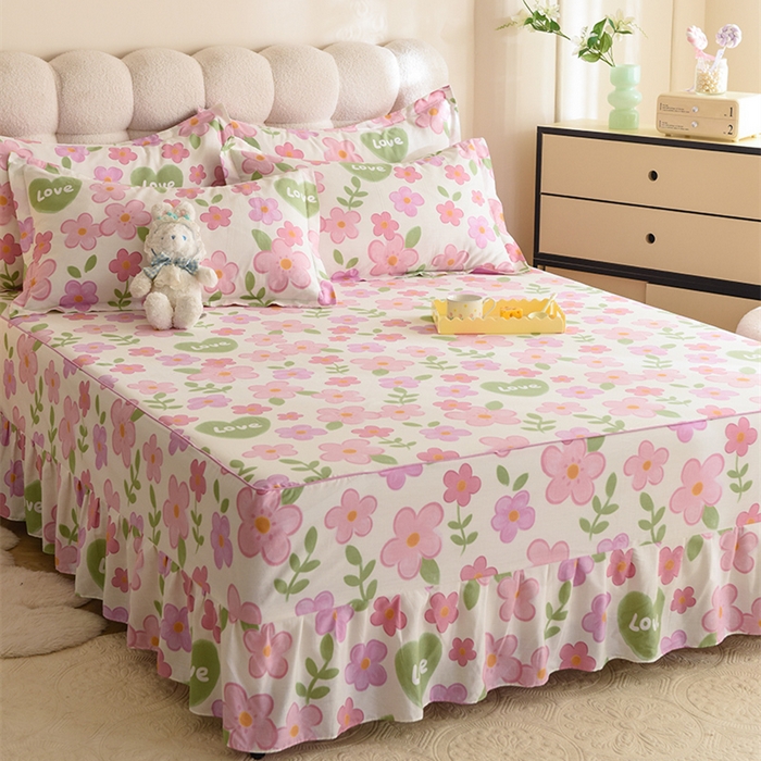 91家纺网 家纺一手货源 找家纺 八十八家纺 2025新款全棉12868系列四件套单品床裙 花夏未央