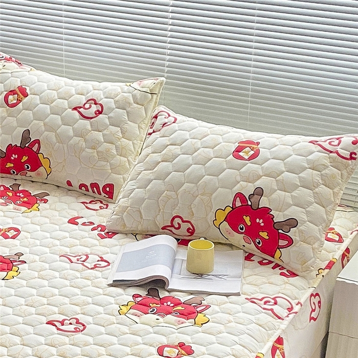 91家纺网 家纺一手货源 找家纺  九亭家纺 2024新款全棉夹棉防口水防头油枕套 防水-吉祥龙