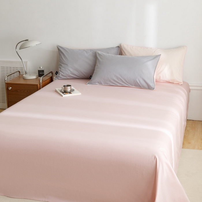 91家纺网 家纺一手货源 找家纺 卡姿家纺 2024春夏纯色双拼嵌绳款单床单—莫琳 莫琳 床单芍药粉