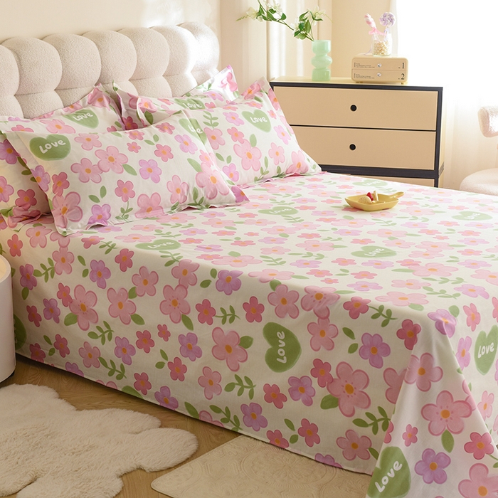 91家纺网 家纺一手货源 找家纺 八十八家纺2025新款全棉12868系列四件套单品床单 花夏未央