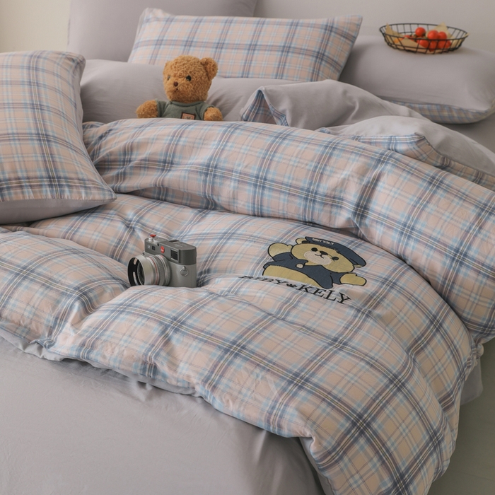 91家纺网 家纺一手货源 找家纺 总潮邦 2025新款春夏亲肤水洗棉刺绣四件套-贝恩熊（含买家秀）