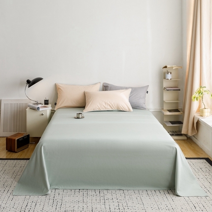 91家纺网 家纺一手货源 找家纺 卡姿家纺 2024春夏纯色双拼嵌绳款单床单—莫琳 莫琳 床单春风绿