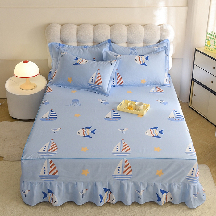 91家纺网 家纺一手货源 找家纺 八十八家纺 2025新款全棉12868系列四件套单品床裙 海洋之星