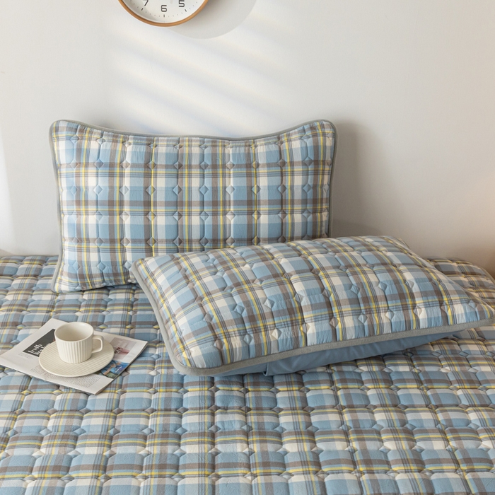 91家纺网 家纺一手货源 找家纺 （总）鑫钰 2024新款无印风水洗棉水洗亲肤大豆夹棉床笠-简格