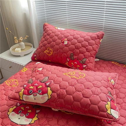  九亭家纺 2024新款全棉夹棉防口水防头油枕套 防水-红运龙