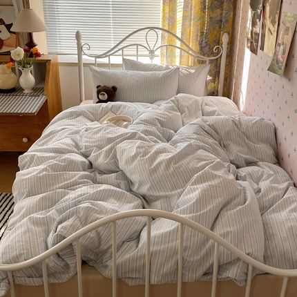 91家纺网 家纺一手货源 找家纺 （总）六巷胡同 2024新款INS博主风复古条纹系四件套