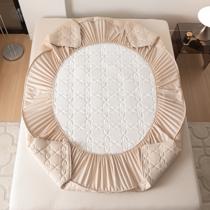 91家纺网 家纺一手货源 找家纺 （总）鑫钰 2024新款原棉大豆夹棉床笠-幸运花