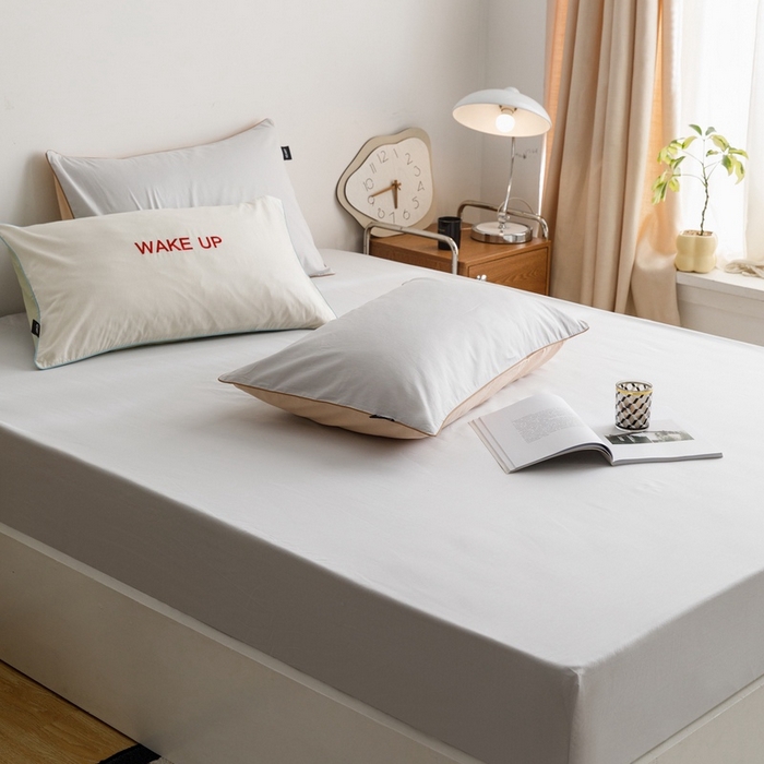 91家纺网 家纺一手货源 找家纺 卡姿家纺 2024春夏纯色双拼嵌绳款单床笠—莫琳 莫琳 床笠梧桐灰