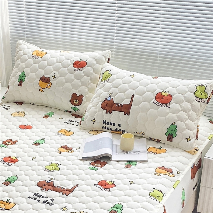 91家纺网 家纺一手货源 找家纺  九亭家纺 2024新款全棉夹棉防口水防头油枕套 防水-欢乐家族