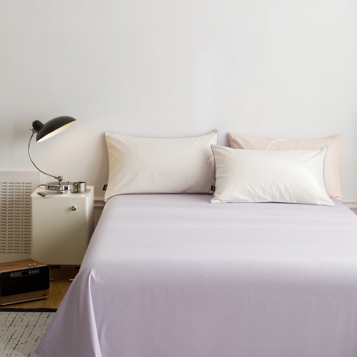 91家纺网 家纺一手货源 找家纺 卡姿家纺 2024春夏纯色双拼嵌绳款单床单—莫琳 莫琳 床单丁香紫