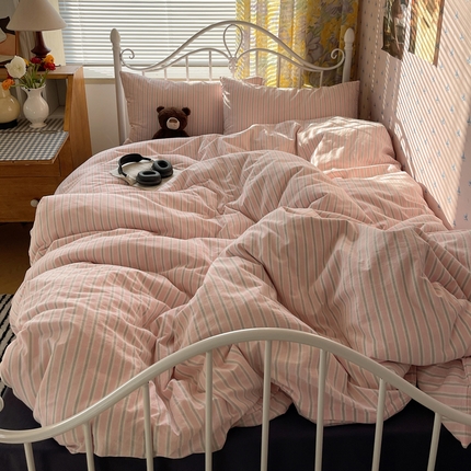 91家纺网 家纺一手货源 找家纺 （总）六巷胡同 2024新款INS博主风复古条纹系四件套