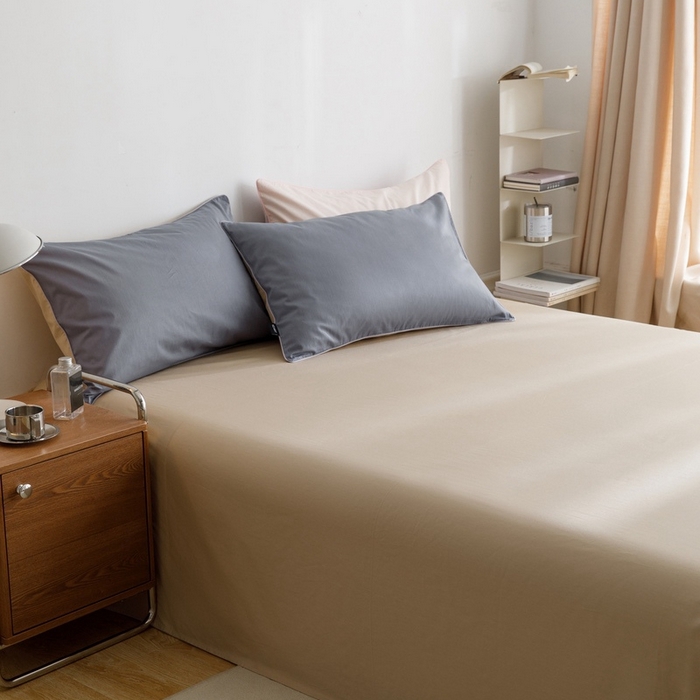 91家纺网 家纺一手货源 找家纺 卡姿家纺 2024春夏纯色双拼嵌绳款单枕套—莫琳 莫琳 枕套蓝棕