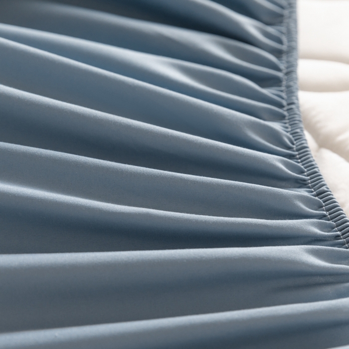 91家纺网 家纺一手货源 找家纺 鑫钰 2024新款A类防水大豆夹棉床笠-麦穗 花穗-优雅蓝