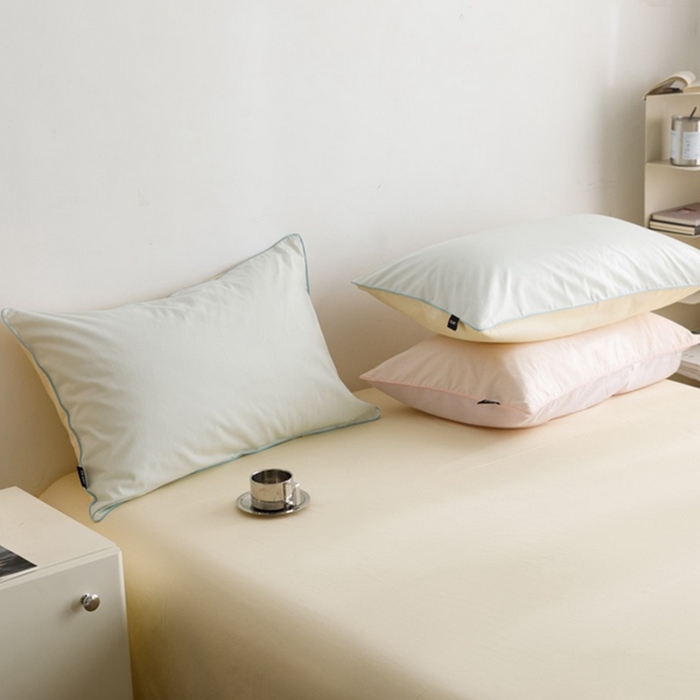 91家纺网 家纺一手货源 找家纺 卡姿家纺 2024春夏纯色双拼嵌绳款单床单—莫琳 莫琳 床单芝士黄