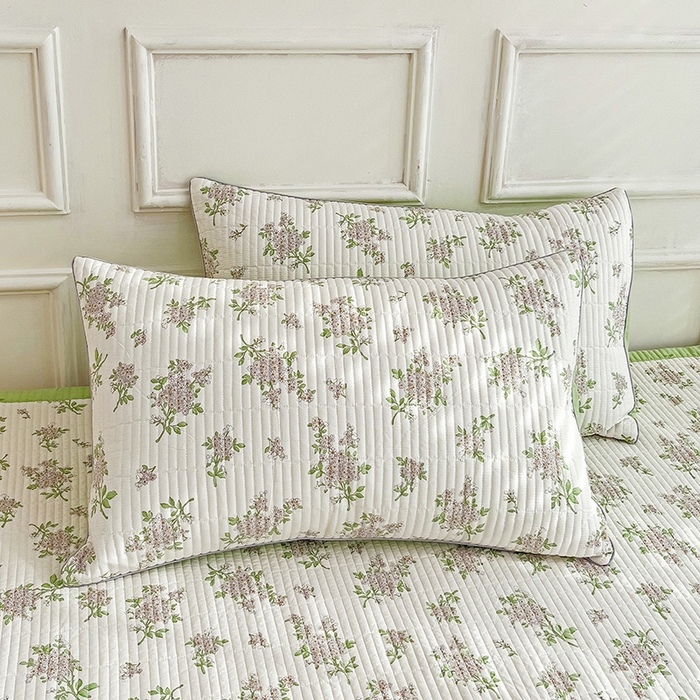 91家纺网 家纺一手货源 找家纺 沐纯家居 2024新款40S13372双面纯棉床盖三件套 铃兰花