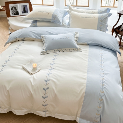 蓝米卡夫 2024新品-全棉法式森林有氧系高端拼接刺绣宽边系列 有氧系-蓝