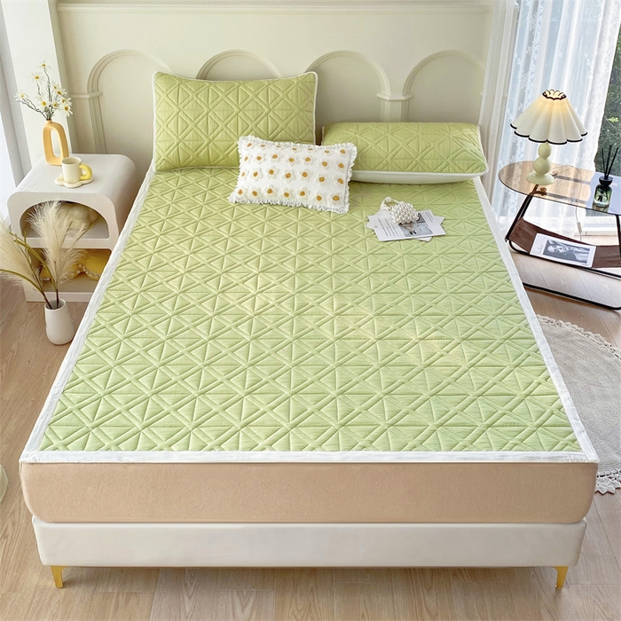 91家纺网 家纺一手货源 找家纺 鑫钰 2024新款A类水洗棉大豆夹棉床护垫 芊语-抹茶绿