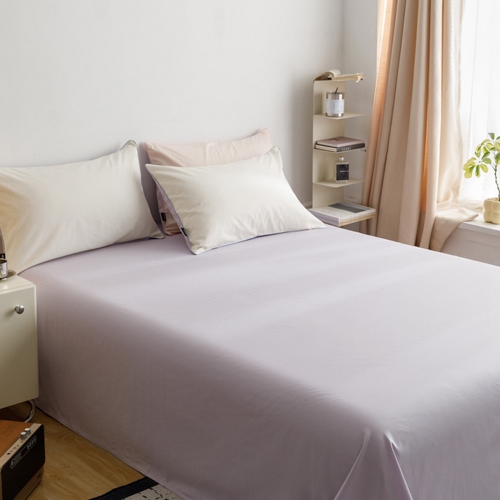 91家纺网 家纺一手货源 找家纺 卡姿家纺 2024春夏纯色双拼嵌绳款单床单—莫琳 莫琳 床单丁香紫