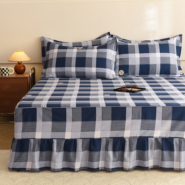 91家纺网 家纺一手货源 找家纺 八十八家纺 2025新款全棉12868系列四件套单品床裙 蓝语