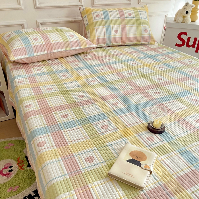 91家纺网 家纺一手货源 找家纺 沐纯家居 2024新款40S13372双面纯棉床盖三件套 心韵