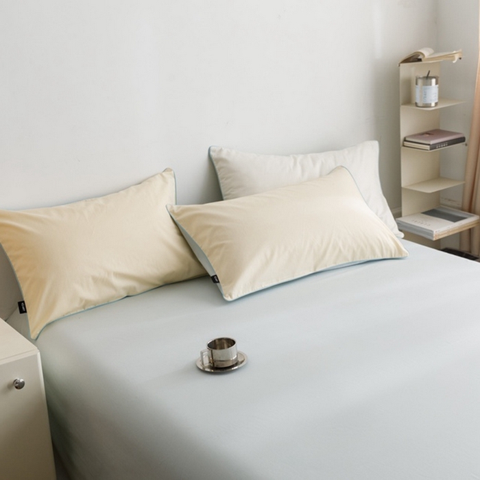 91家纺网 家纺一手货源 找家纺 卡姿家纺 2024春夏纯色双拼嵌绳款单床单—莫琳 莫琳 床单浅云蓝