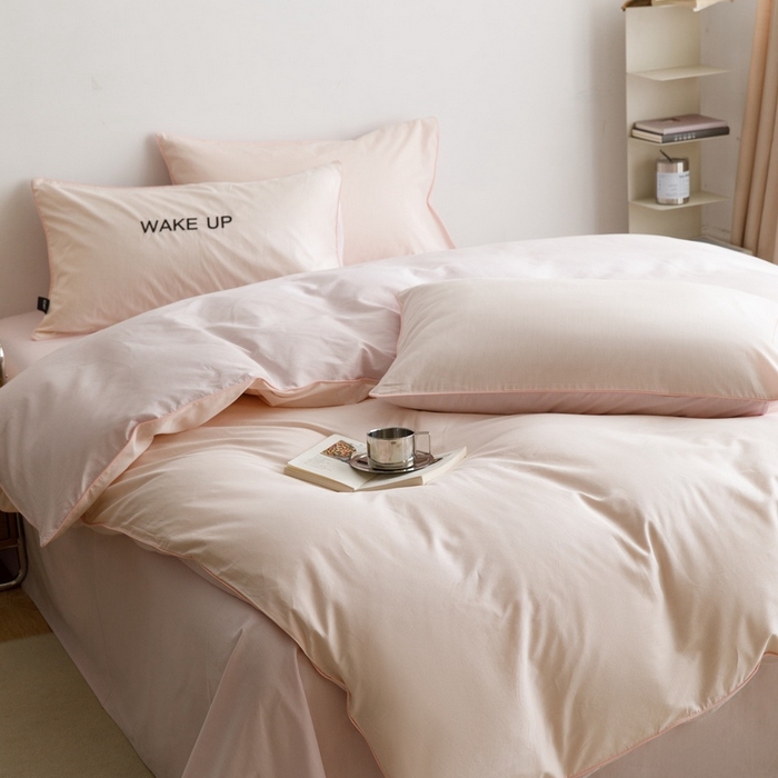 91家纺网 家纺一手货源 找家纺 卡姿家纺 2024春夏纯色双拼嵌绳款单被套—莫琳 莫琳 被套粉紫