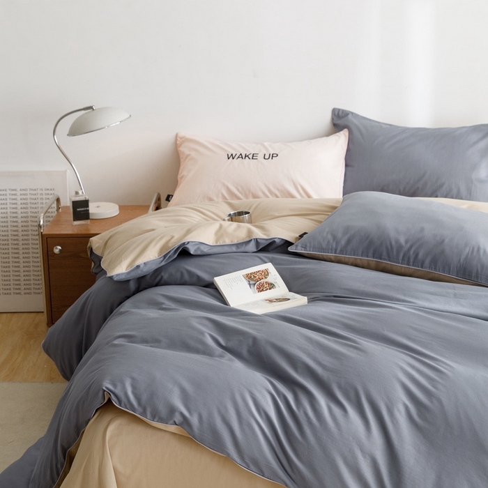 91家纺网 家纺一手货源 找家纺 卡姿家纺 2024春夏纯色双拼嵌绳款单被套—莫琳 莫琳 被套蓝棕