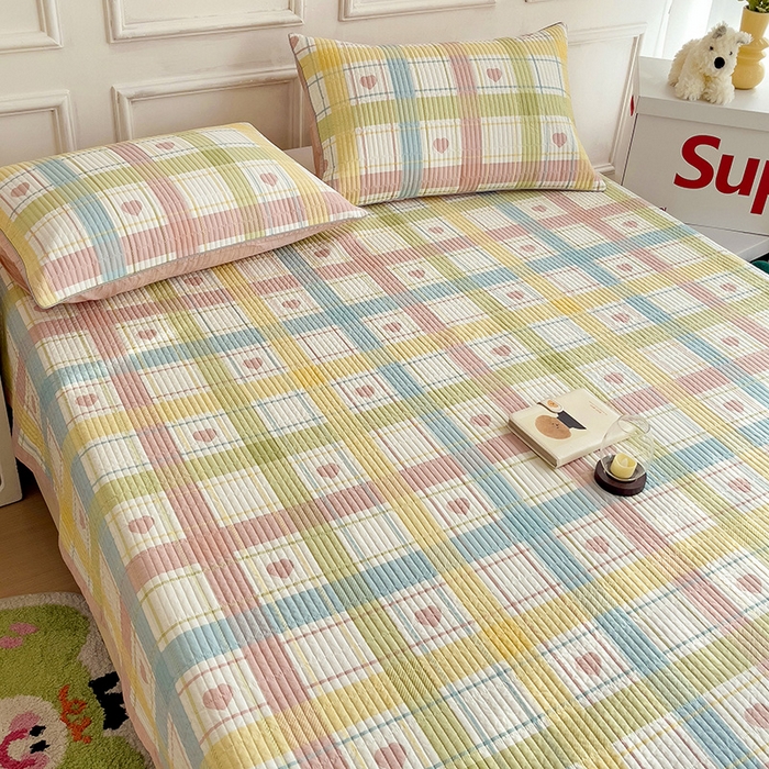 91家纺网 家纺一手货源 找家纺 沐纯家居 2024新款40S13372双面纯棉床盖三件套 心韵