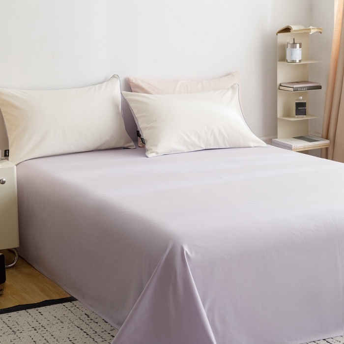 91家纺网 家纺一手货源 找家纺 卡姿家纺 2024春夏纯色双拼嵌绳款单床单—莫琳 莫琳 床单丁香紫